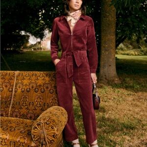 Sezane Bethanie Burgundy Jumpsuit - Large